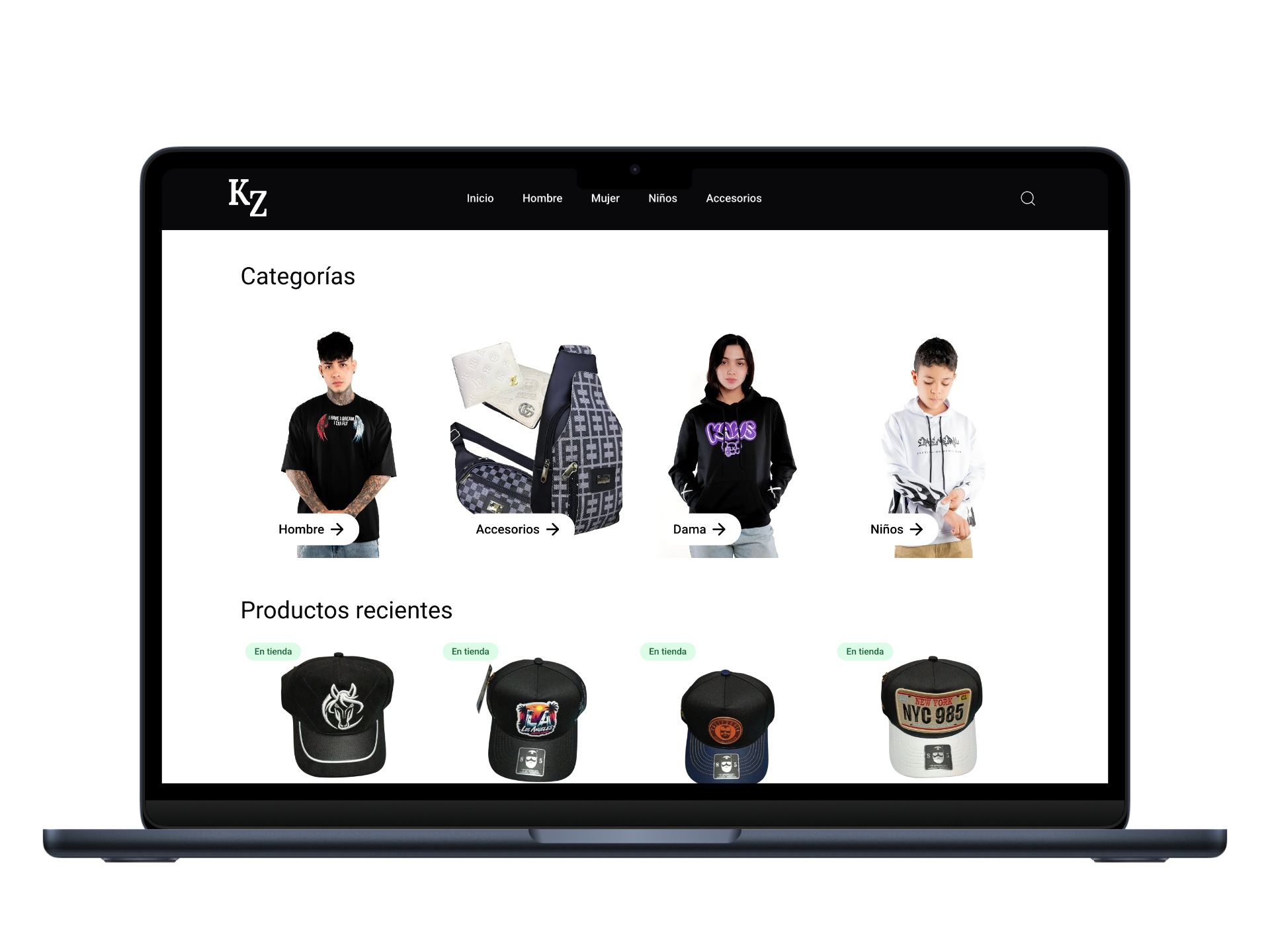 Screenshot of KZUrban - E-commerce platform for urban fashion and streetwear.